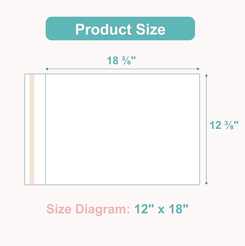 Somime Acid-Free Picture Sleeves, 100 Pack Crystal Clear Storage Bags for 12x18 Art Prints, Pictures, Photos, Frame Mats(Bag Size: 12 3/8" x18 3/8") - Image 2